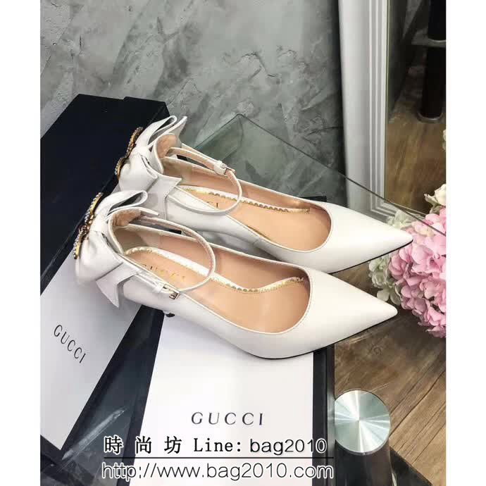 GUCCI古馳 18早春系列 代購品質 RMB古典美學皮革蝴蝶結 中跟單鞋 QZS1398